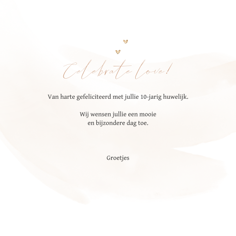 Felicitatiekaart jubileum 10 jaar getrouwd met getekende bloemen