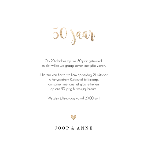 Basic 50 jaar getrouwd met foto en goudtinten