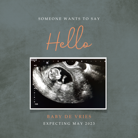 Zwangerschaps aankondiging met echo en Hello