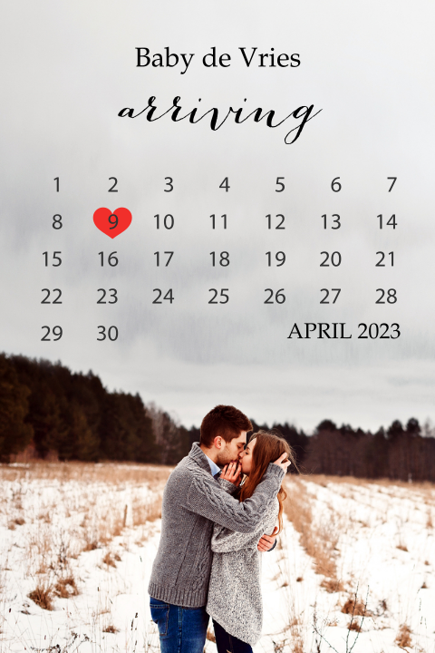 Aankondiging zwangerschap met foto en kalender