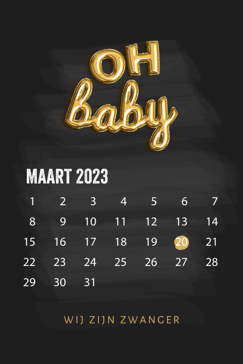 Aankondiging zwangerschap met kalender