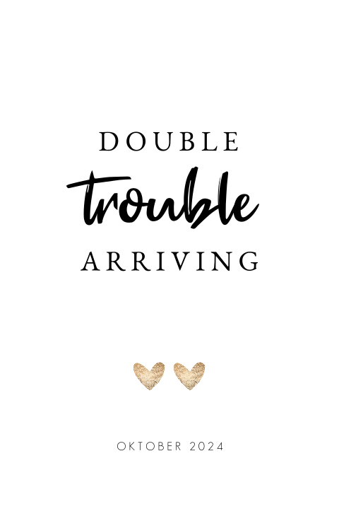 Tweeling zwangerschapsaankondiging Double Trouble