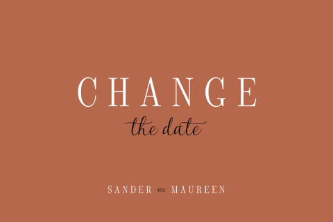 Change the date bruiloft kaart in trendy koperkleur