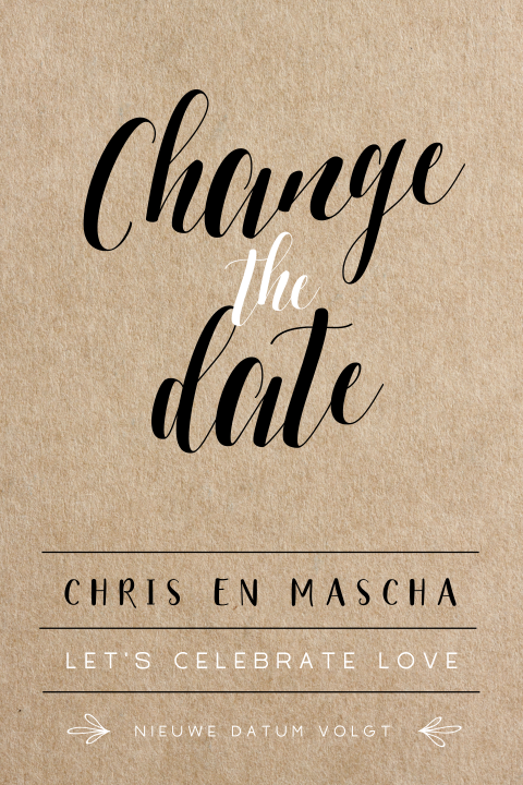 Change the date bruiloft kaart lettering karton look look