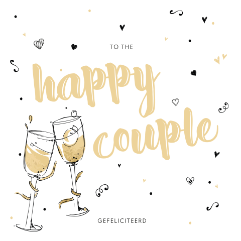 Happy couple getrouwd felicitatiekaart met proostende champagneglazen