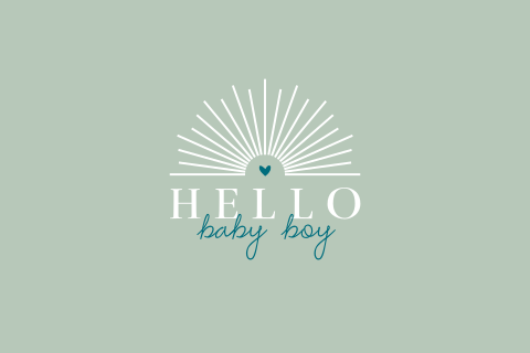 "Hello baby boy" felicitatiekaart met zonnestralen