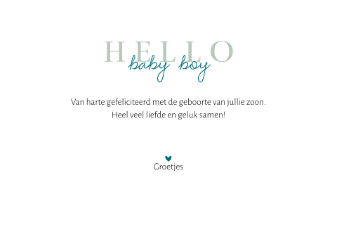 "Hello baby boy" felicitatiekaart met zonnestralen