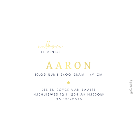 Foliedruk geboortekaartje voor een jongen in de vorm van een wolk