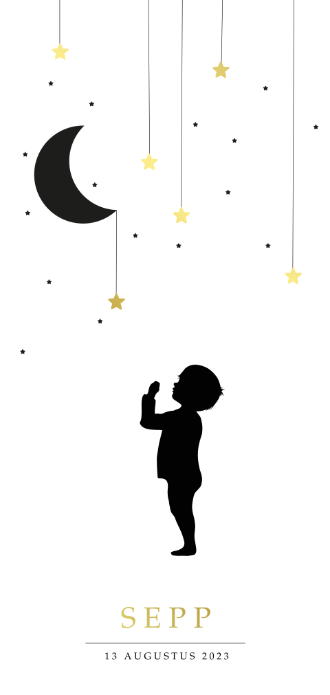 Goudfolie silhouet kaartje met maan en sterretjes