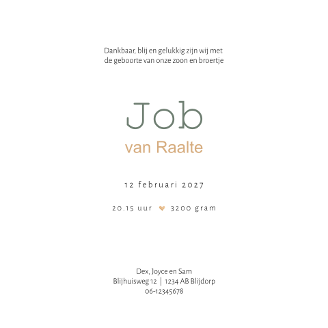 Tekst Geboortekaartje Voor Een Broertje En Zusje Van Blijkaartje