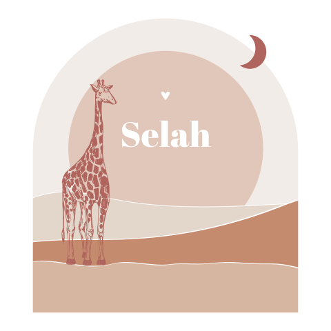 Safari geboortekaartje meisje met giraf