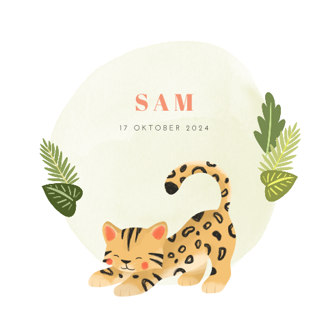Unisex geboortekaartje met lief luipaard welpje