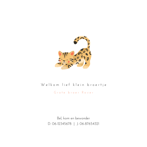 Unisex geboortekaartje met lief luipaard welpje