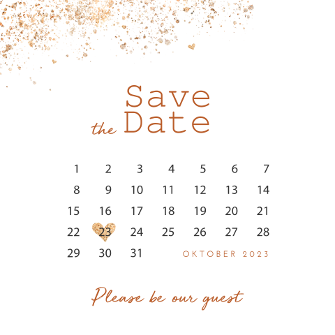 Save the Date kaart Roest met kalender