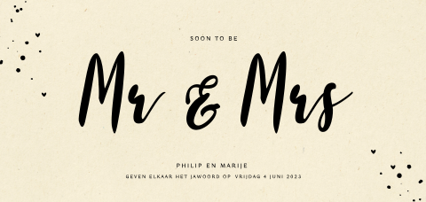 Mr & Mrs trouwkaart op duurzaam papier