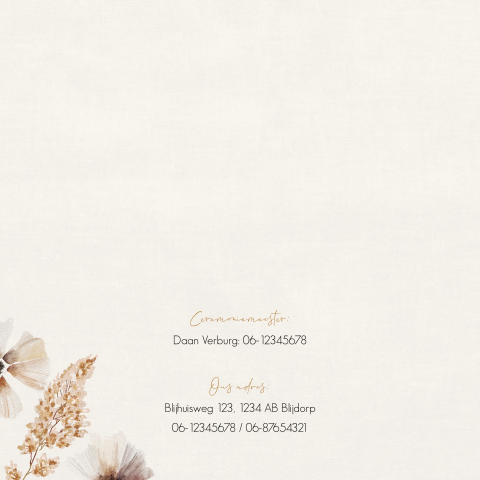 Huwelijksuitnodiging met foto en aquarel bloemen