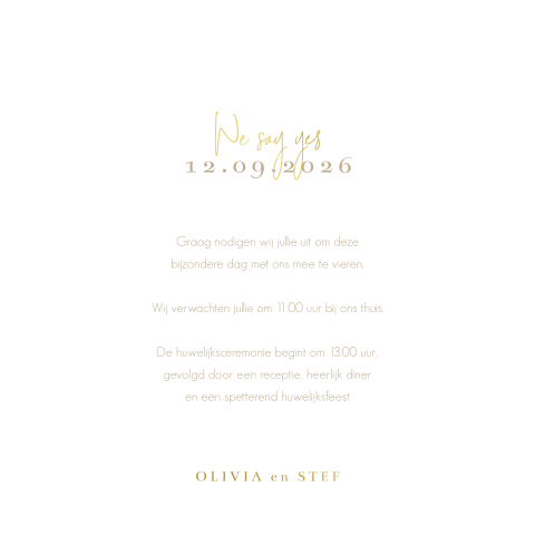 Luxe trouwkaart met datum en goudfolie