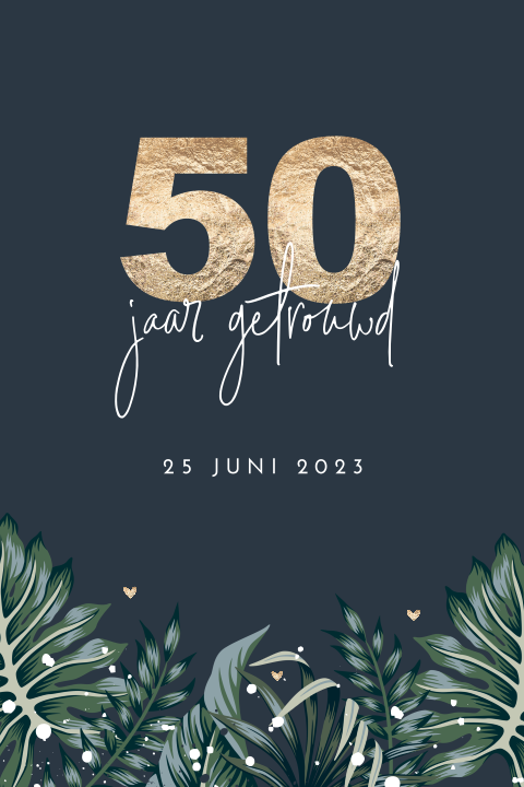 50 jaar getrouwd uitnodiging met botanisch blad