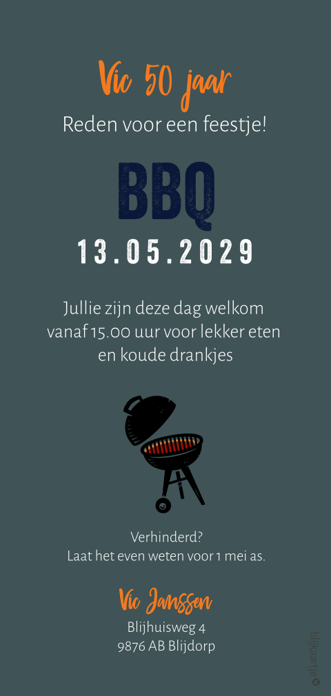 Stoere uitnodiging bbq feest