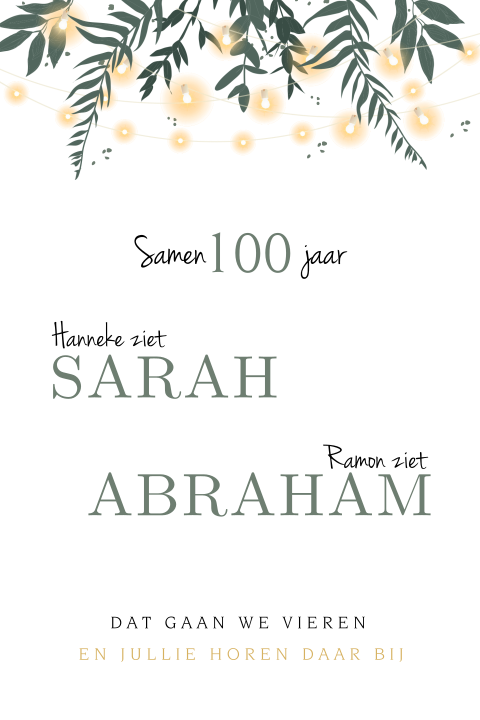 Abraham en Sarah uitnodiging samen 100 jaar