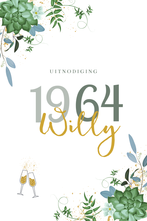 Uitnodiging geboren in 1960 en 60 jaar met bloemen