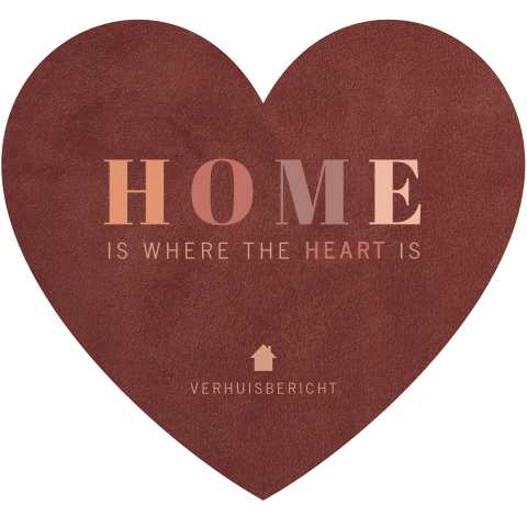 Home verhuiskaart in hartvorm met lederlook