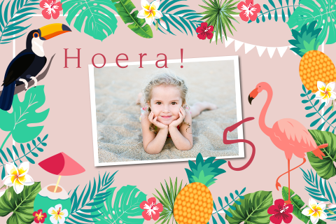 Tropische verjaardagskaart met foto in Aloha stijl