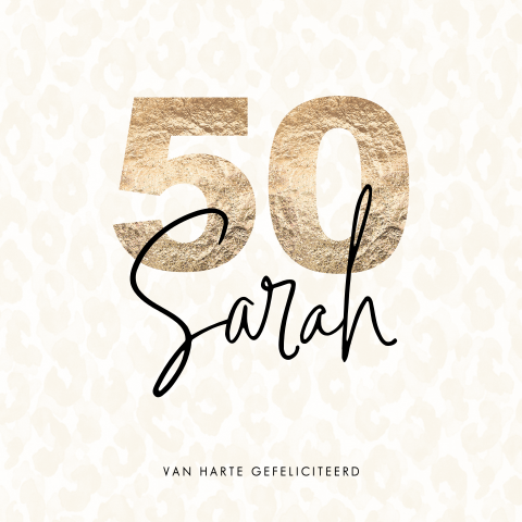 Memo seinpaal Behandeling Verjaardag vrouw 50 jaar Sarah met dierenprint