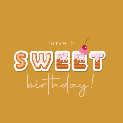 Sweet birthday verjaardagskaart met cupcake letters