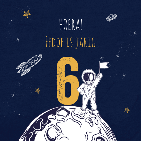 Ruimtevaart verjaardagskaart met astronaut en aanpasbare leeftijd