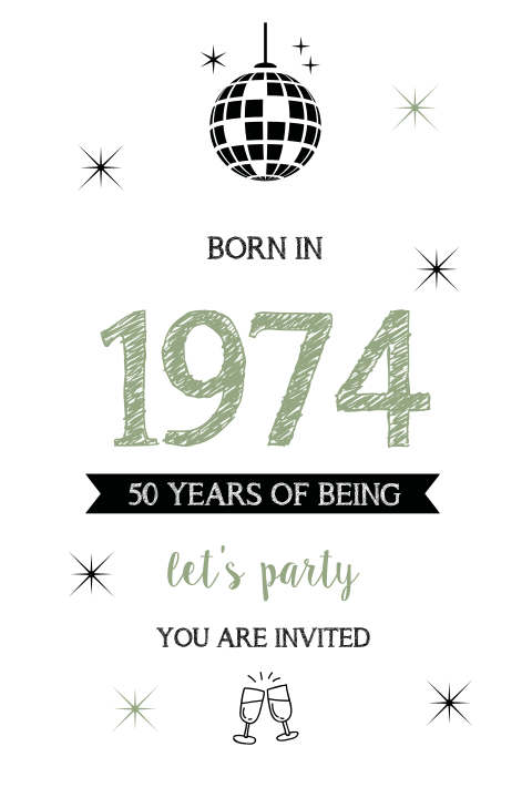 Uitnodiging 50 jaar met discobal
