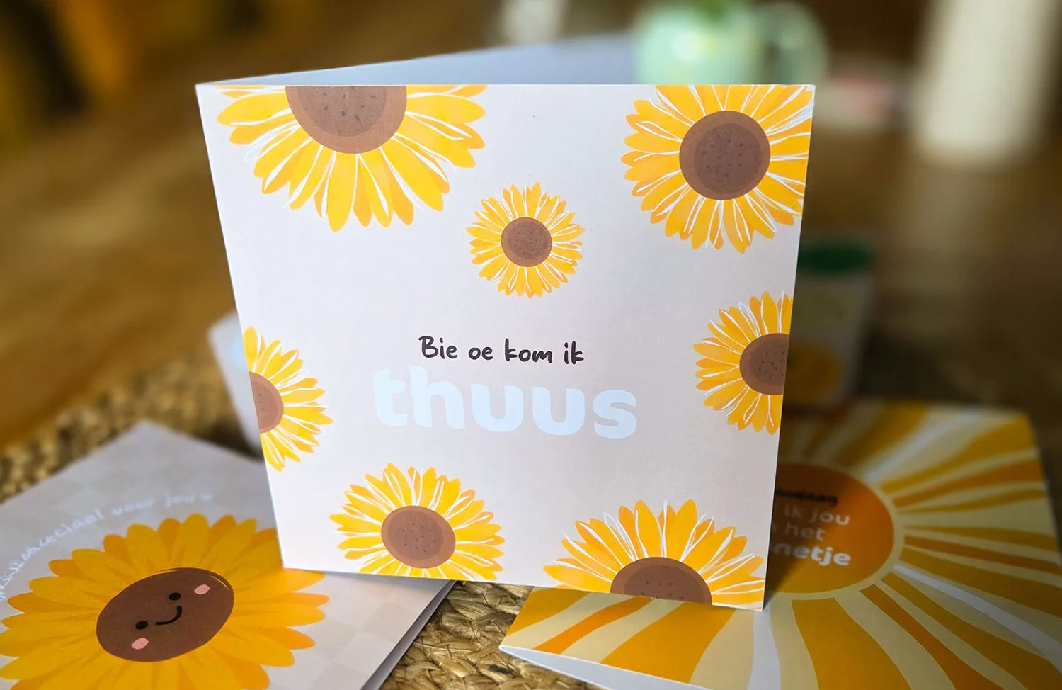kaart bie oe kom ik thuus stoppelhaene oogstkoningin