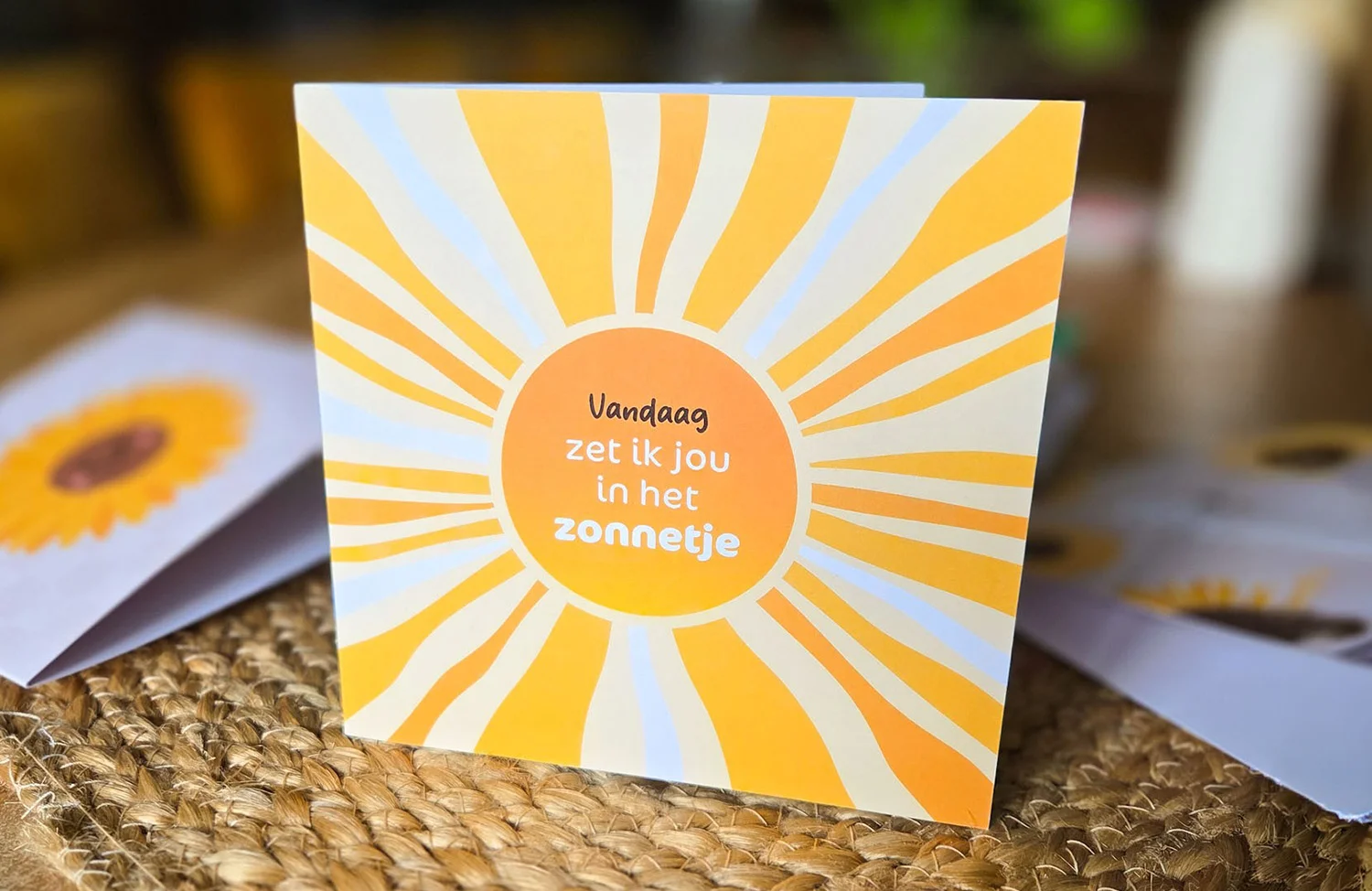 Kaart zonnetje zetten stoppelhaene oogstkoningin