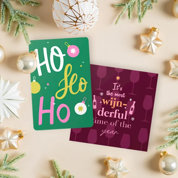Hippe kerstkaarten aparte vorm