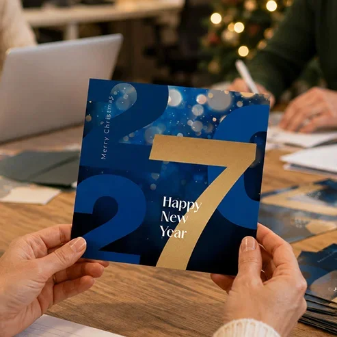 Zakelijke kerstkaarten foliedruk met jaartal 2027