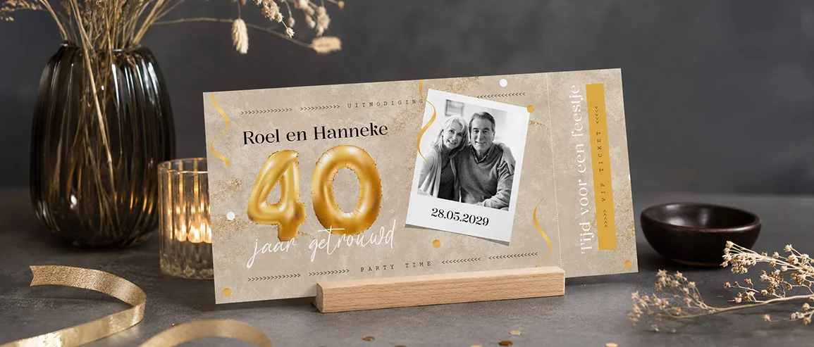 Jubileum 40 jaar gertrouwd uitnodiging