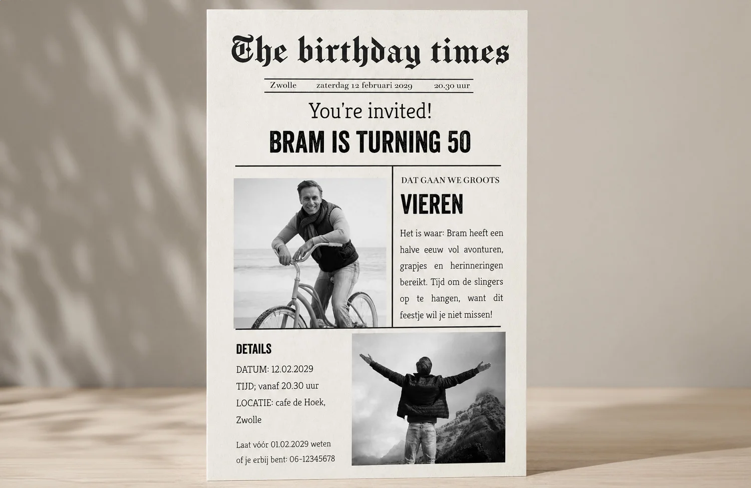 bord 50 jaar abraham uitnodiging
