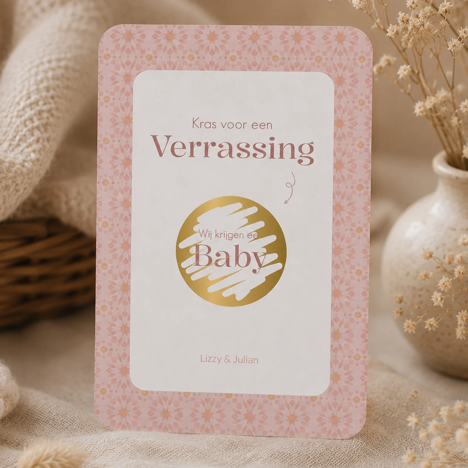 zwangerschapsaankondiging kraskaartje