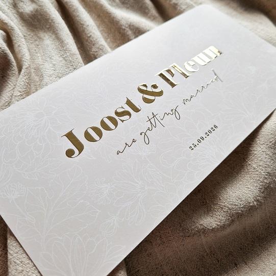 minimalistische trouwkaarten met foliedruk