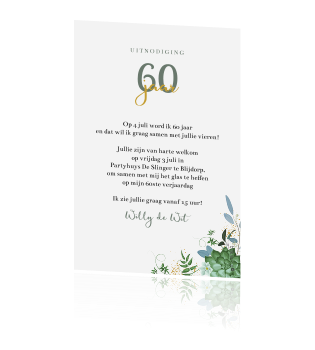 Fonkelnieuw Uitnodiging geboren in 1960 en 60 jaar met bloemen HQ-44