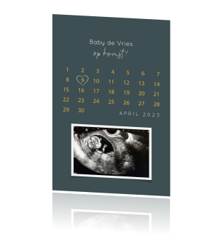Wonderbaar Aankondiging zwangerschap met echo foto en kalender DT-03