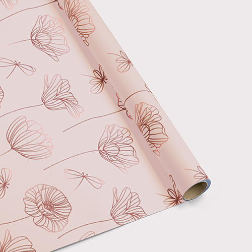 Megalopolis Dader pak Behang bloemen lijntekening roze met rose metallic details